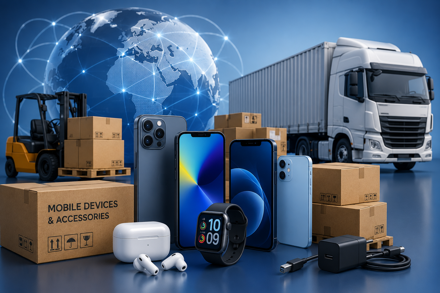 Mobile devices distribution illustration